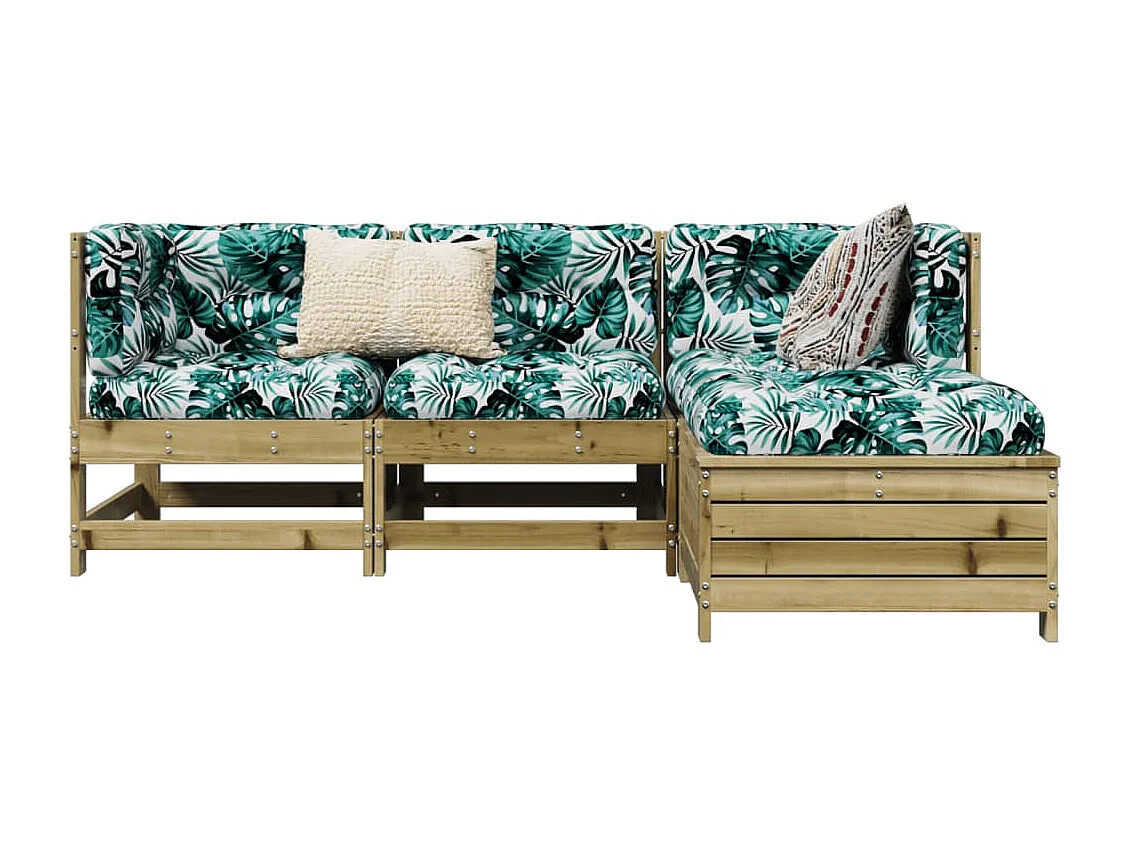 4 pcs conjunto sofás de jardim madeira de pinho impregnada PT224117