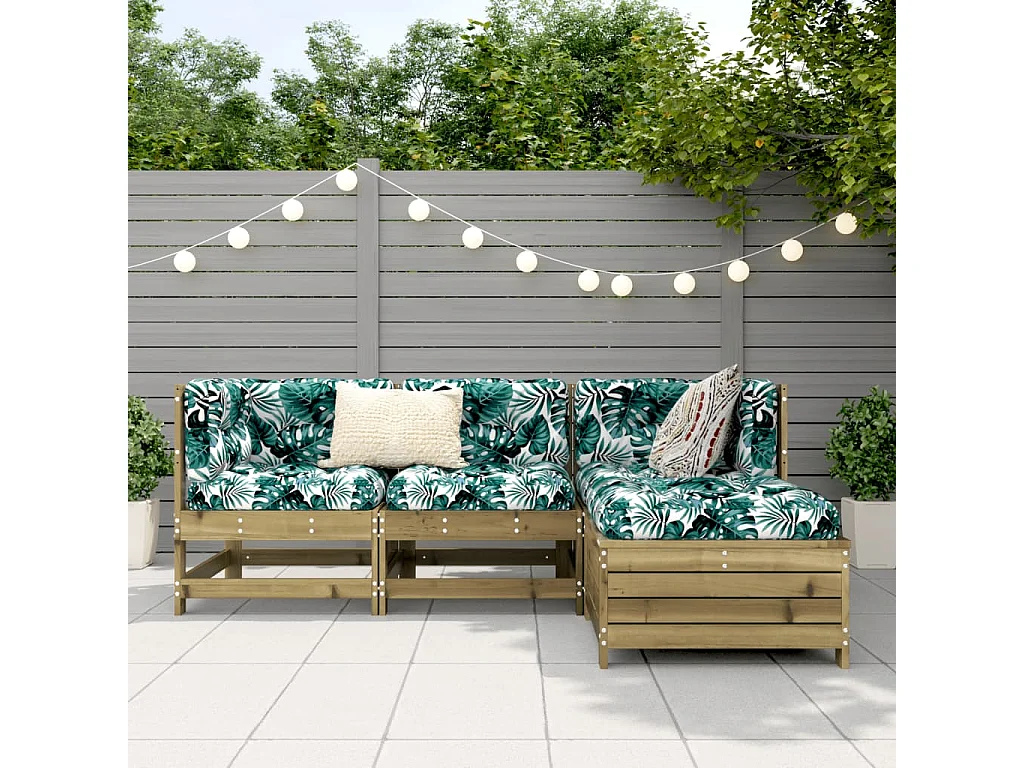 4 pcs conjunto sofás de jardim madeira de pinho impregnada PT224117