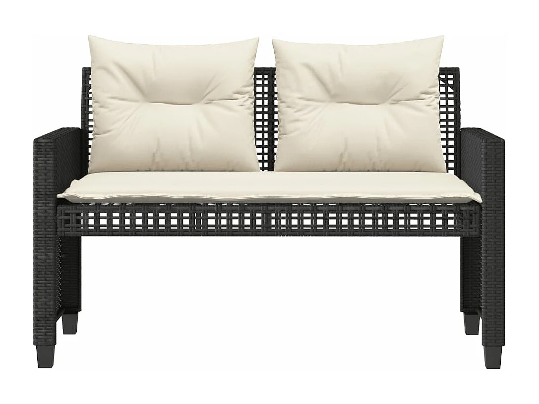 Salon de jardin avec coussins 4 pcs noir résine tressée verre FR78874