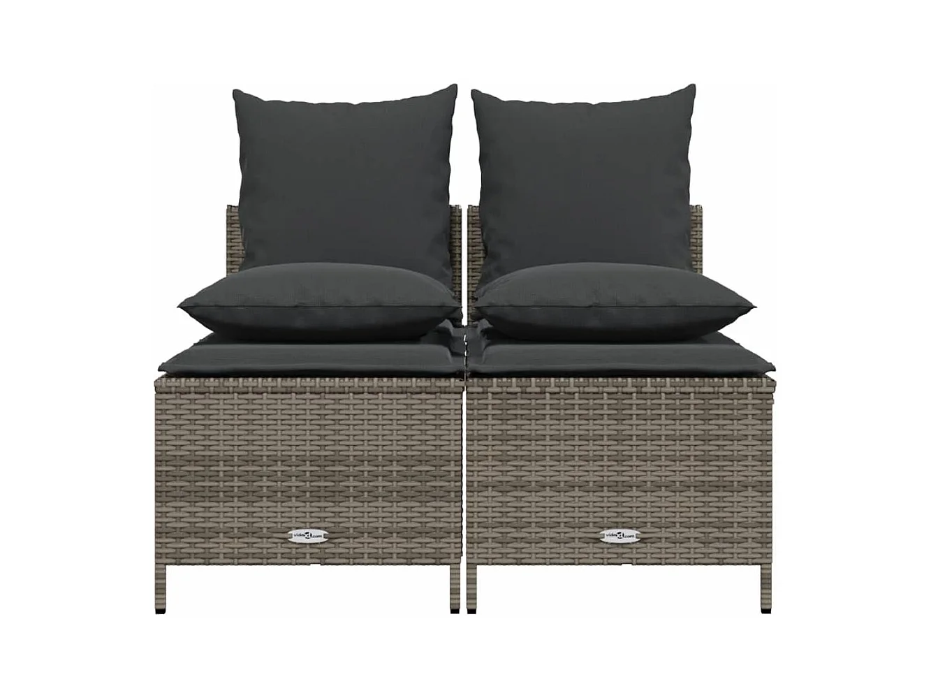 Salon de jardin 4 pcs avec coussins gris résine tressée FR73466