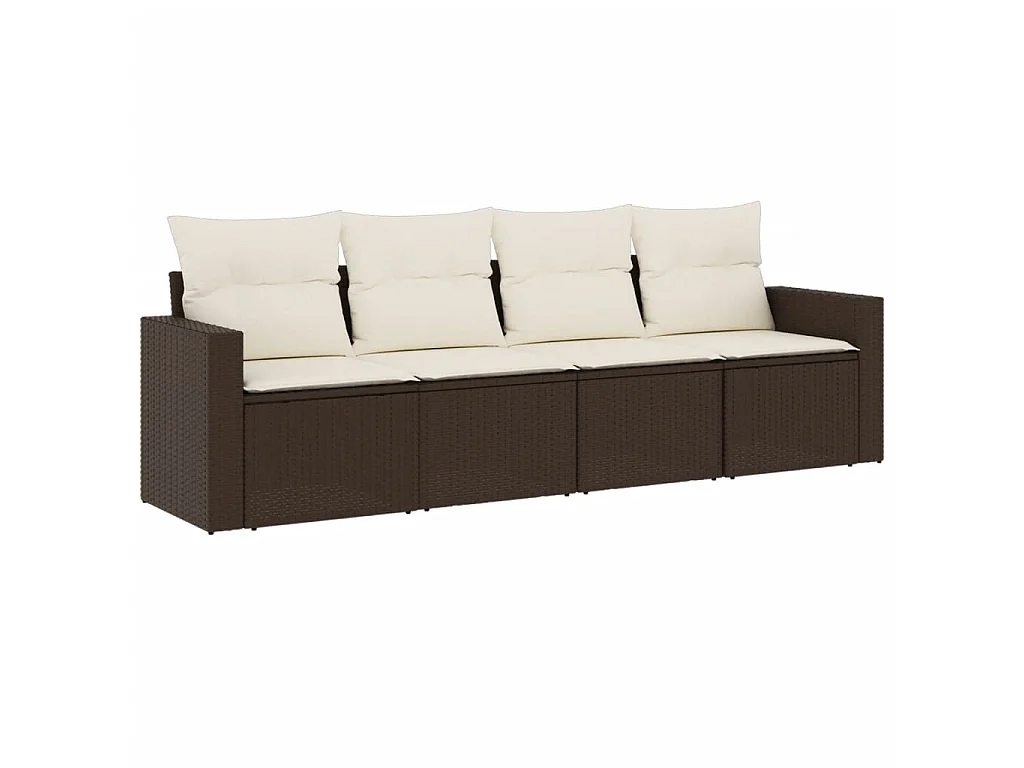 Salon de jardin 4 pcs avec coussins marron résine tressée FR70978