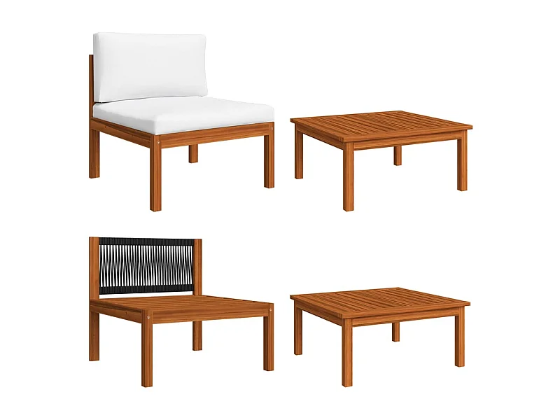 Salon de jardin 2 pcs avec coussins Bois d'acacia solide FR60911