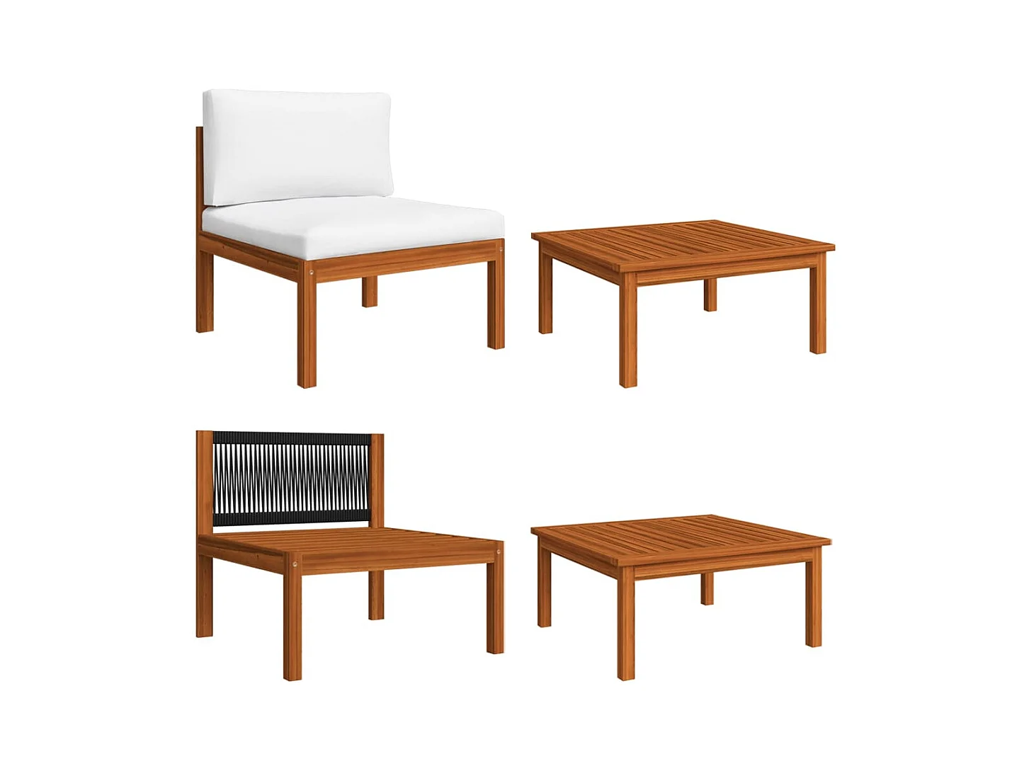 Salon de jardin 2 pcs avec coussins Bois d'acacia solide FR60911