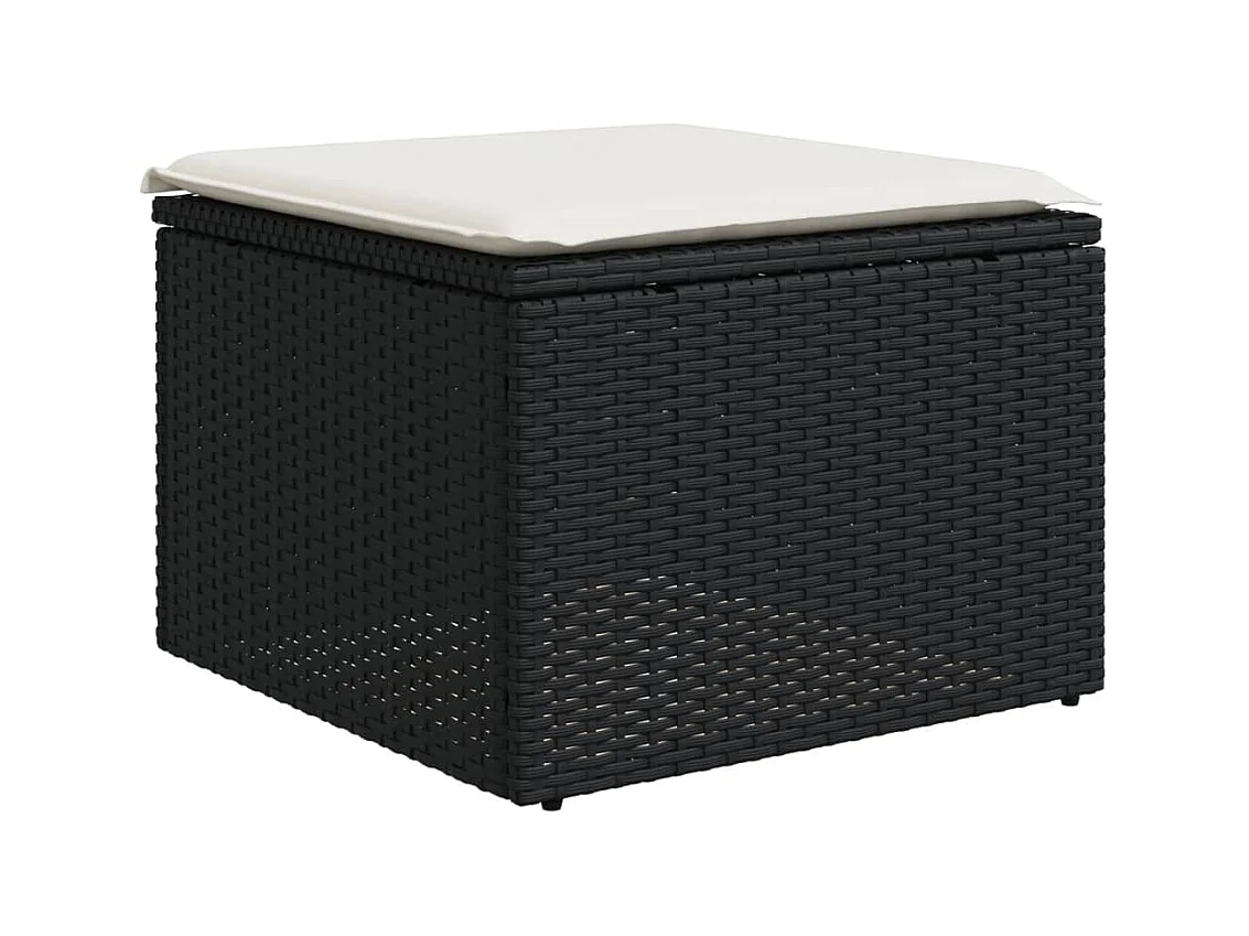 4 pcs conjunto de sofás para jardim c/ almofadões vime PE preto PT525839