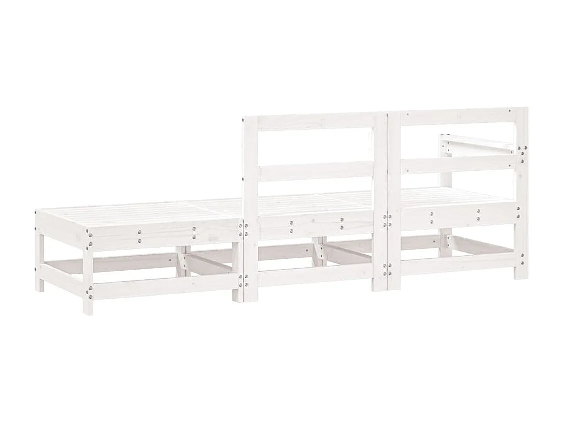 Salon de jardin 3 pcs blanc bois massif de pin FR90912