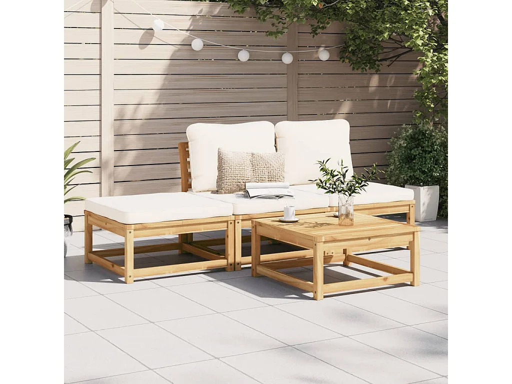 Salon de jardin 4 pcs avec coussins Bois d'acacia solide FR45302