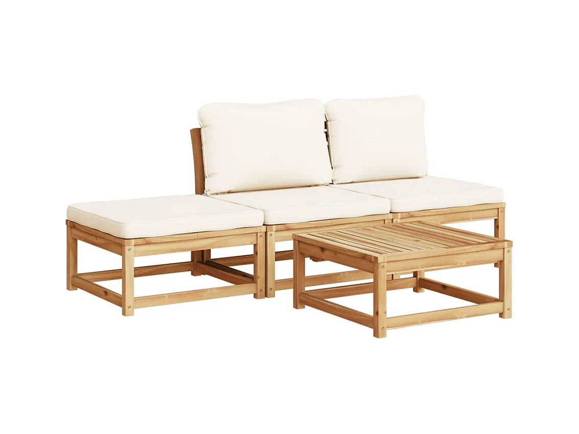 Salon de jardin 4 pcs avec coussins Bois d'acacia solide FR45302