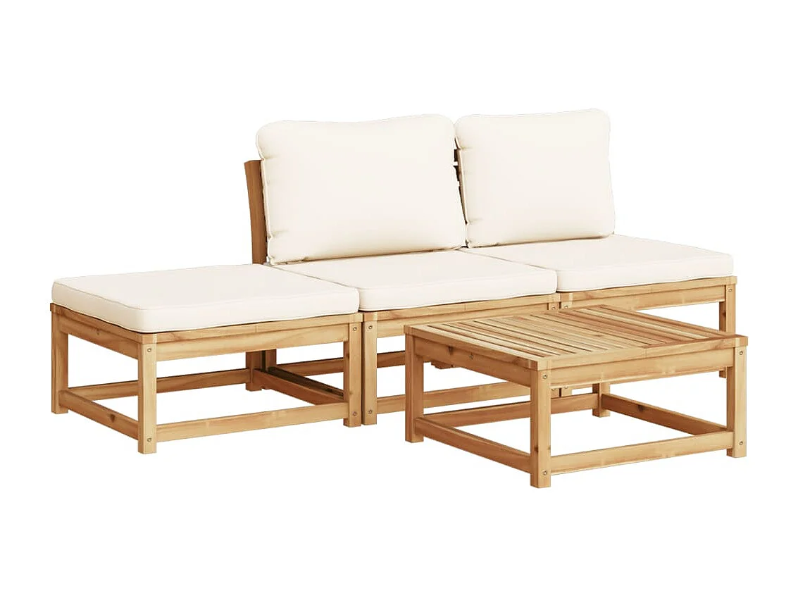 4-delige Loungeset met kussens massief acaciahout BE304978