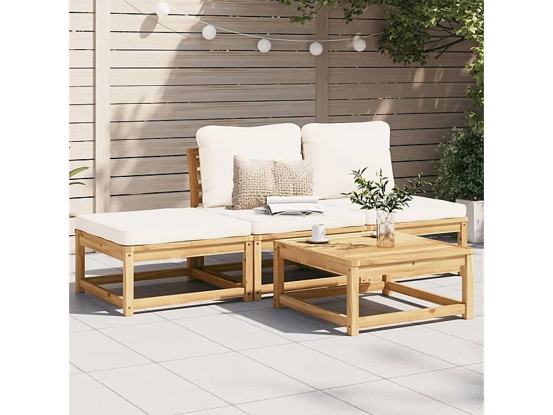 Salon de jardin 4 pcs avec coussins Bois d'acacia solide FR45302