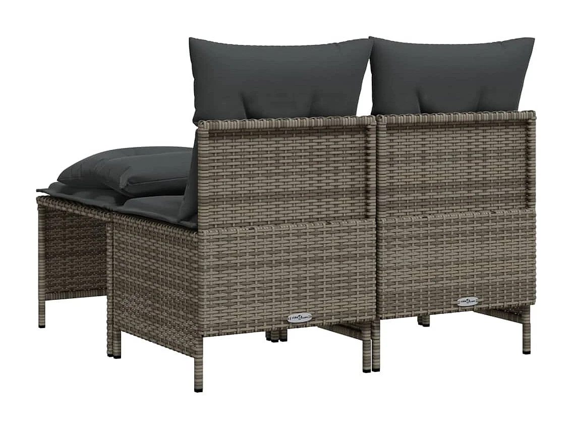 Salon de jardin 4 pcs avec coussins gris résine tressée FR43768