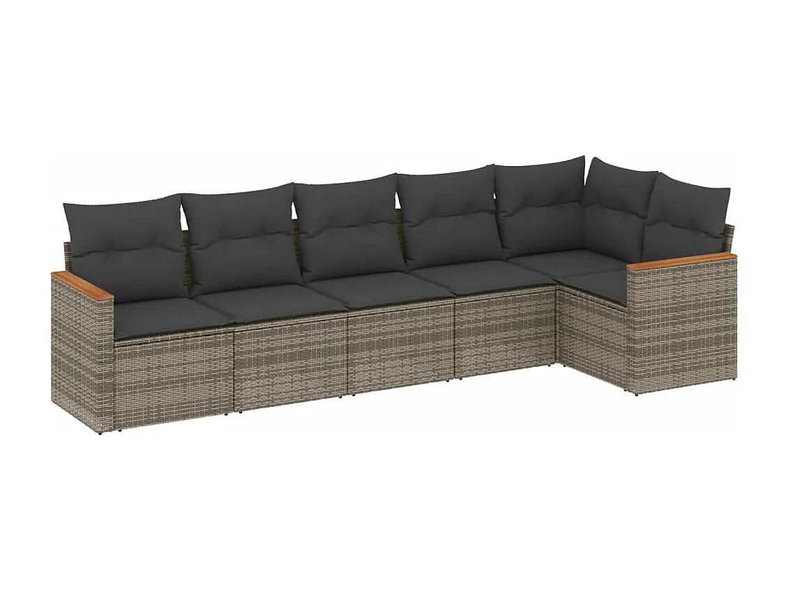 6 pcs conjunto sofás de jardim com almofadões vime cinzento PT658282