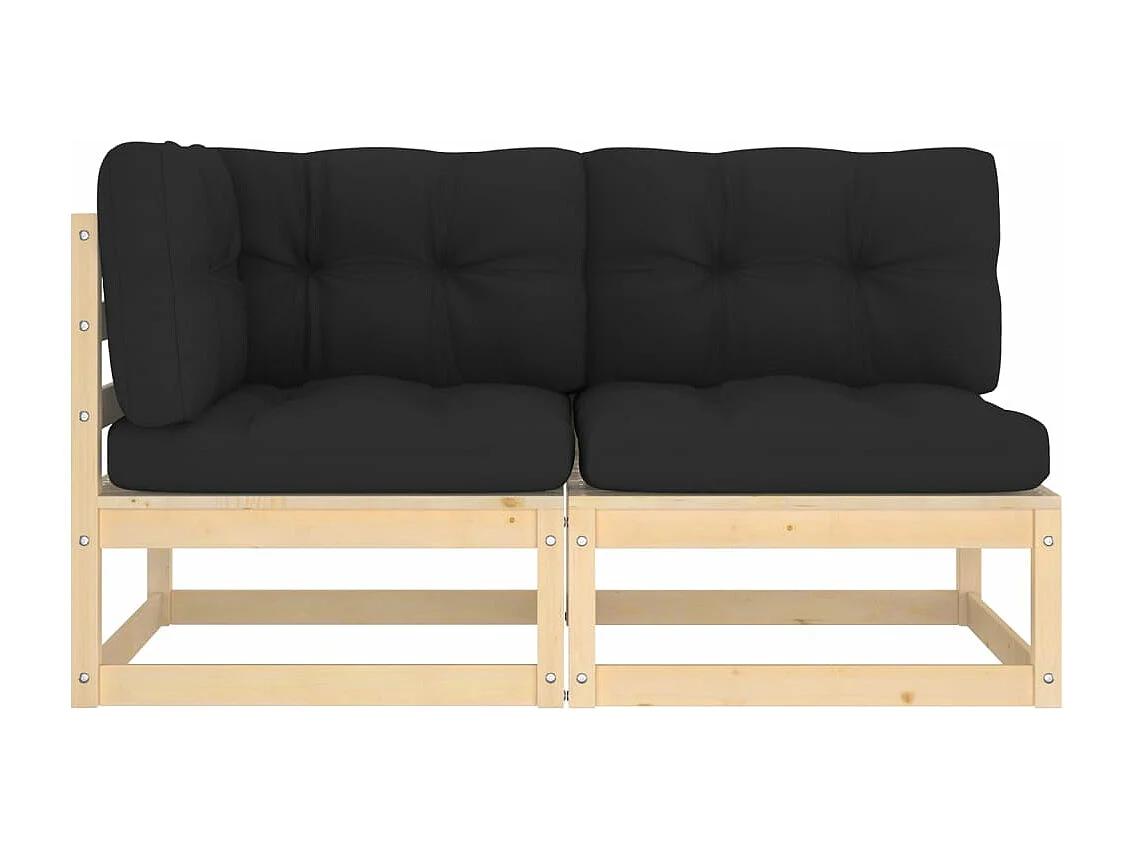 Salon de jardin 2 pcs avec coussins Bois de pin massif FR52992