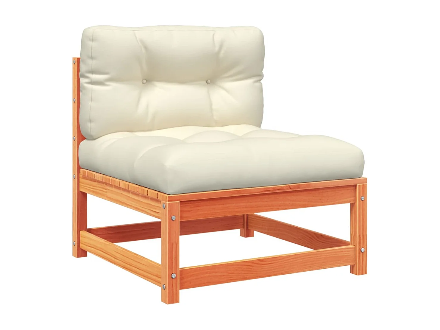 Salon de jardin 3 pcs avec coussins cire marron bois pin massif FR18980