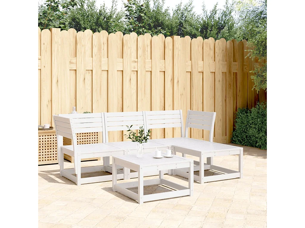 Conjunto de jardín 4 pzas madera maciza de pino blanco ES650657