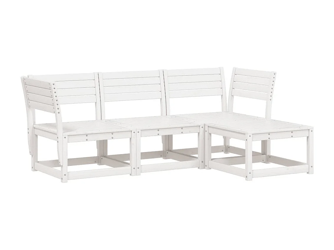 Salon de jardin 4 pcs blanc bois de pin massif FR77344