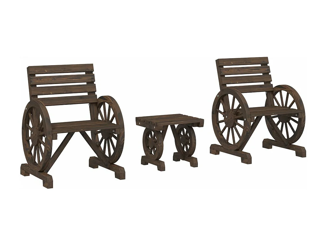 Salon de jardin 3 pcs bois de sapin massif FR73236