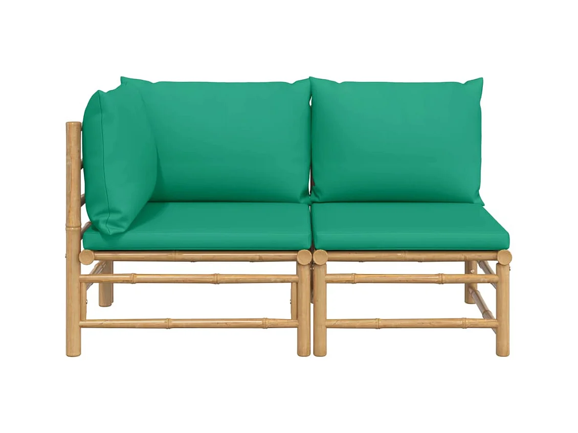 Salon de jardin 2 pcs avec coussins vert bambou FR71677