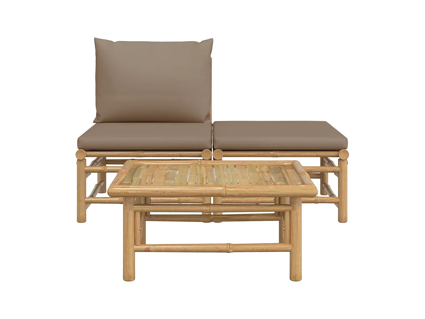 Salon de jardin 3 pcs avec coussins taupe bambou FR36350