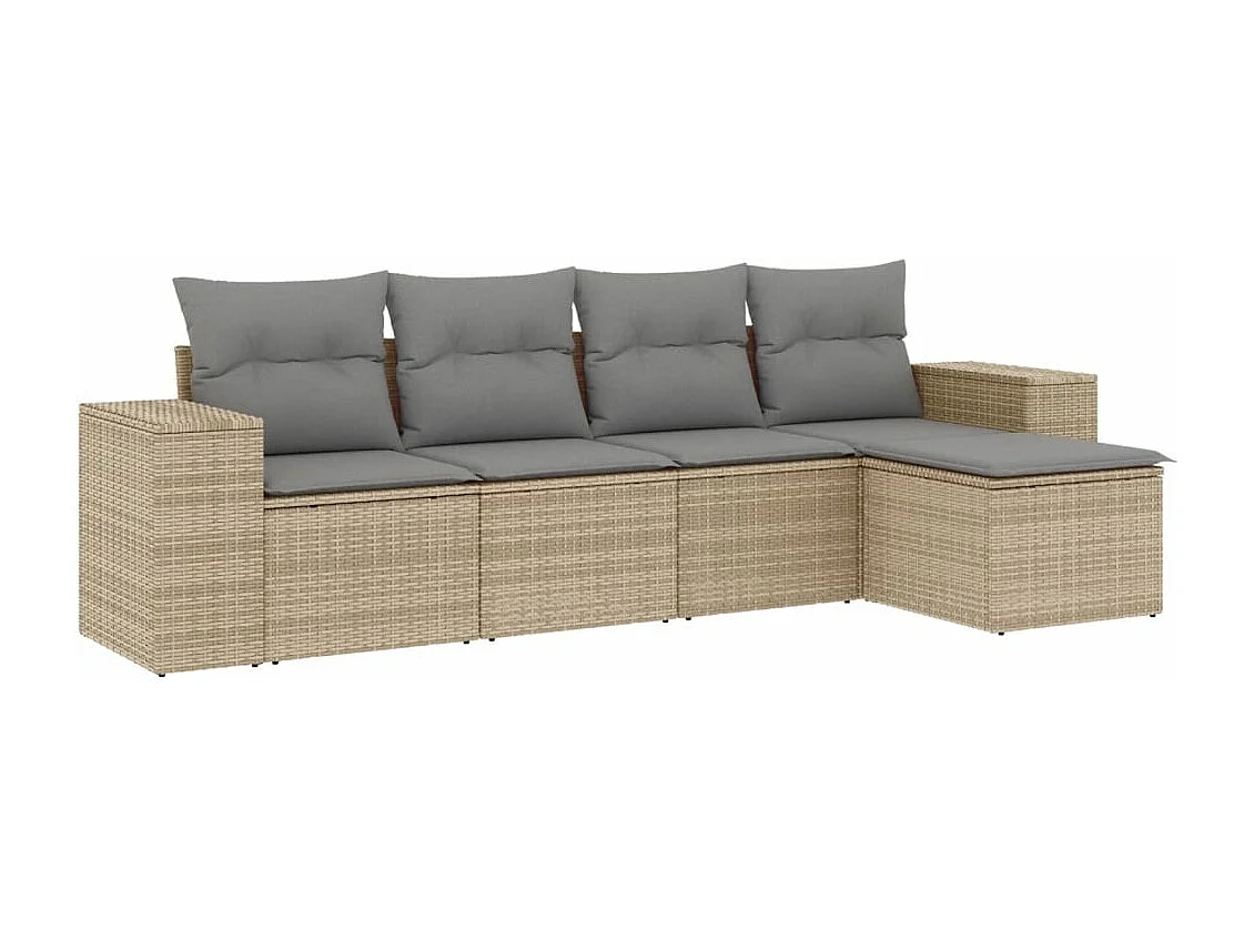 Salon de jardin avec coussins 5 pcs beige résine tressée FR18361