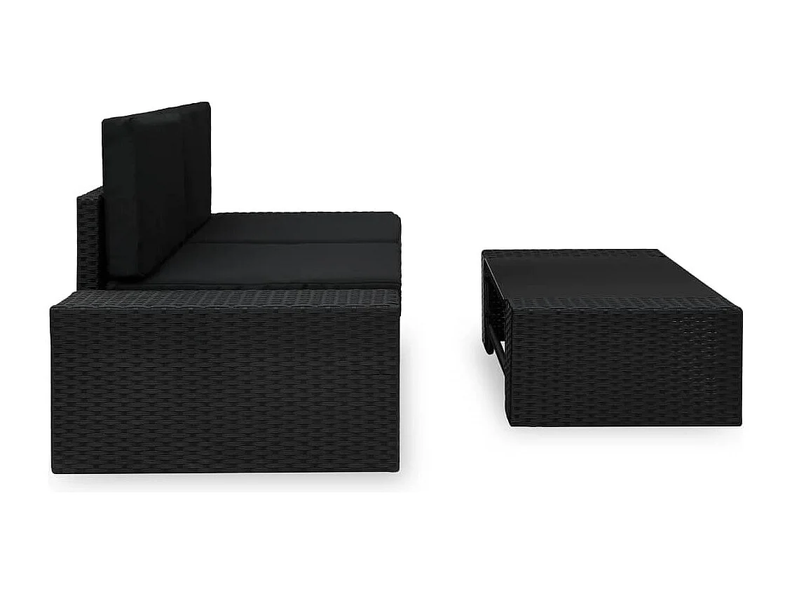 Salon de jardin 3 pcs Résine tressée Noir FR91849