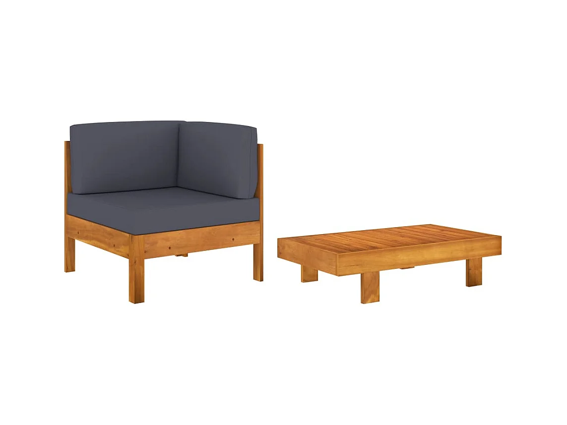 Conjunto de jardín 2 pzas cojines madera acacia gris oscuro ES968155