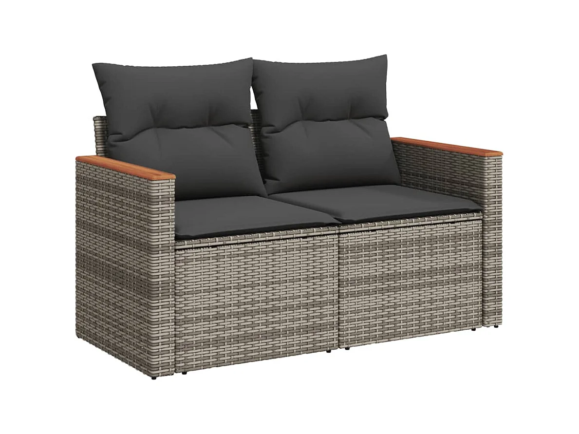 Salon de jardin 5 pcs avec coussins gris résine tressée FR76137