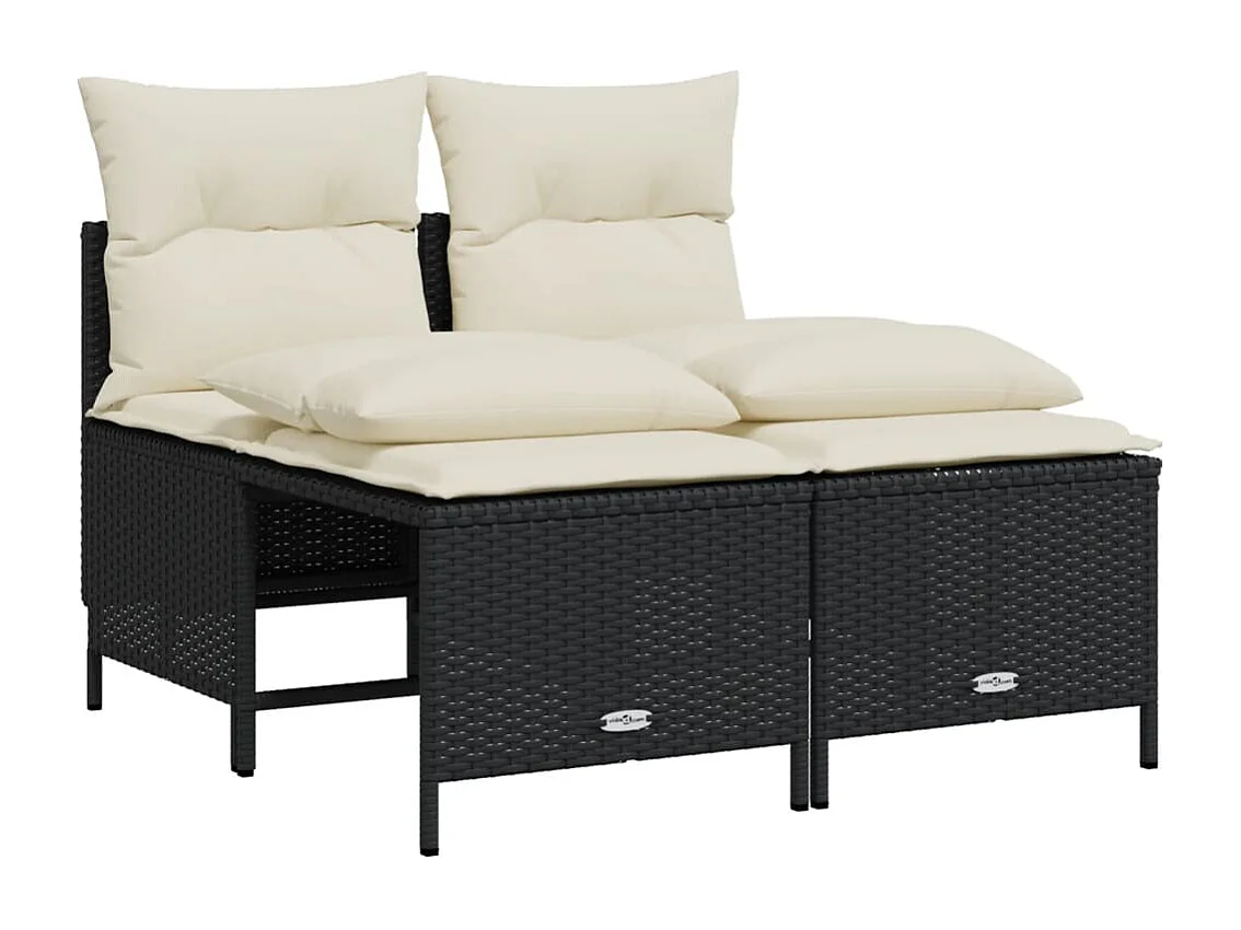 5-delige Loungeset met kussens poly rattan zwart BE980111