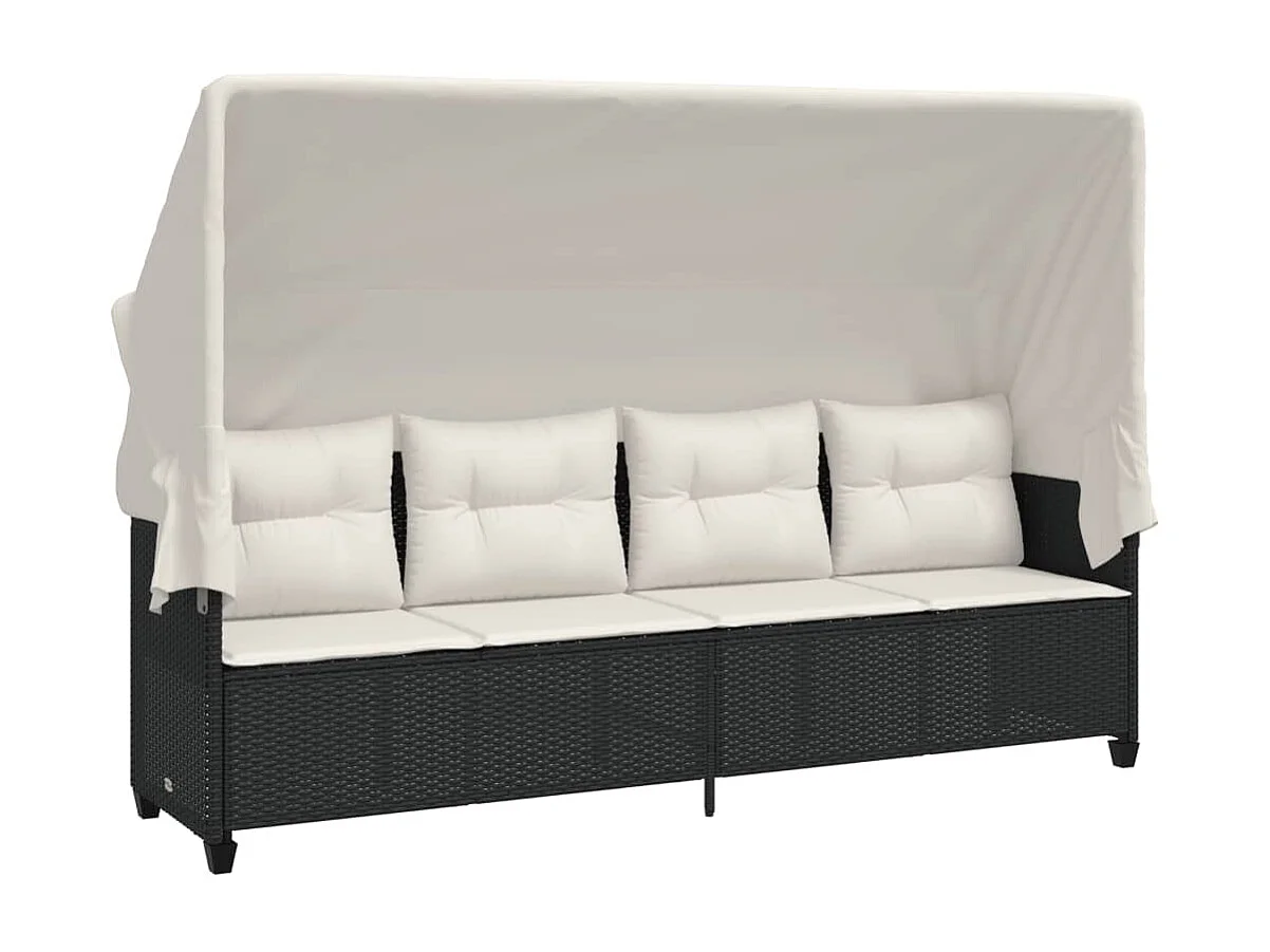 Salon de jardin 5 pcs avec coussins noir résine tressée FR33836