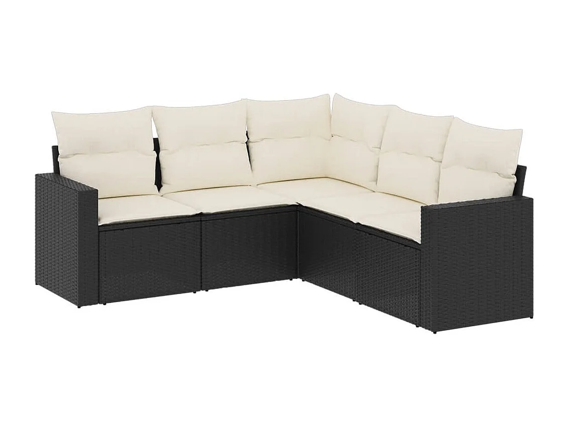 Salon de jardin 5 pcs avec coussins noir résine tressée FR89846