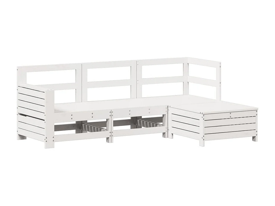 Salon de jardin 4 pcs blanc bois de pin massif FR87327