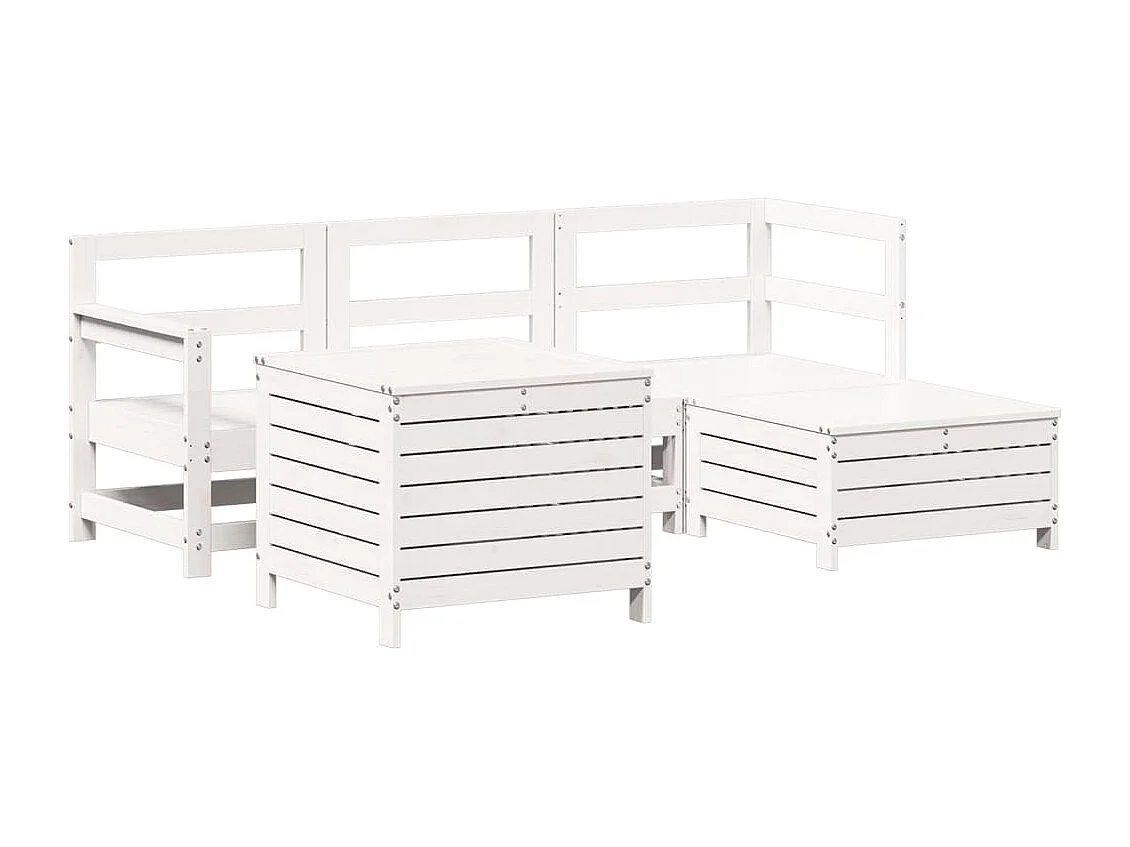 Conjunto de jardín 5 piezas madera maciza de pino blanco ES719825