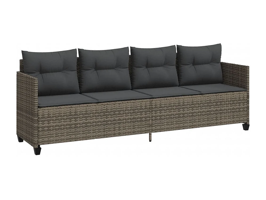 5-delige Loungeset met kussens poly rattan grijs BE860355