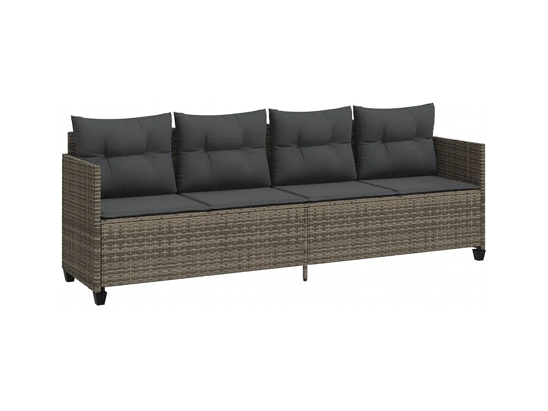 Salon de jardin 5 pcs avec coussins gris résine tressée FR77677