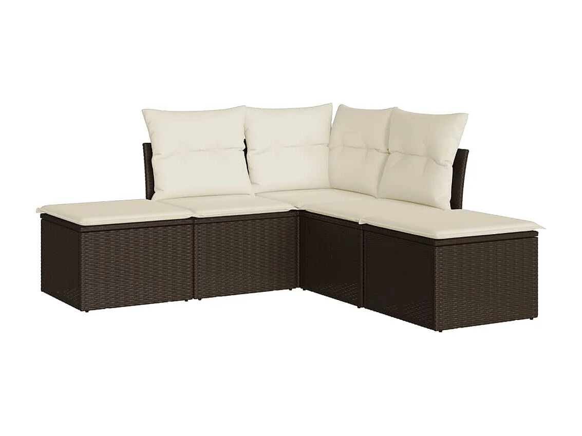 Salon de jardin avec coussins 5 pcs marron résine tressée FR84332