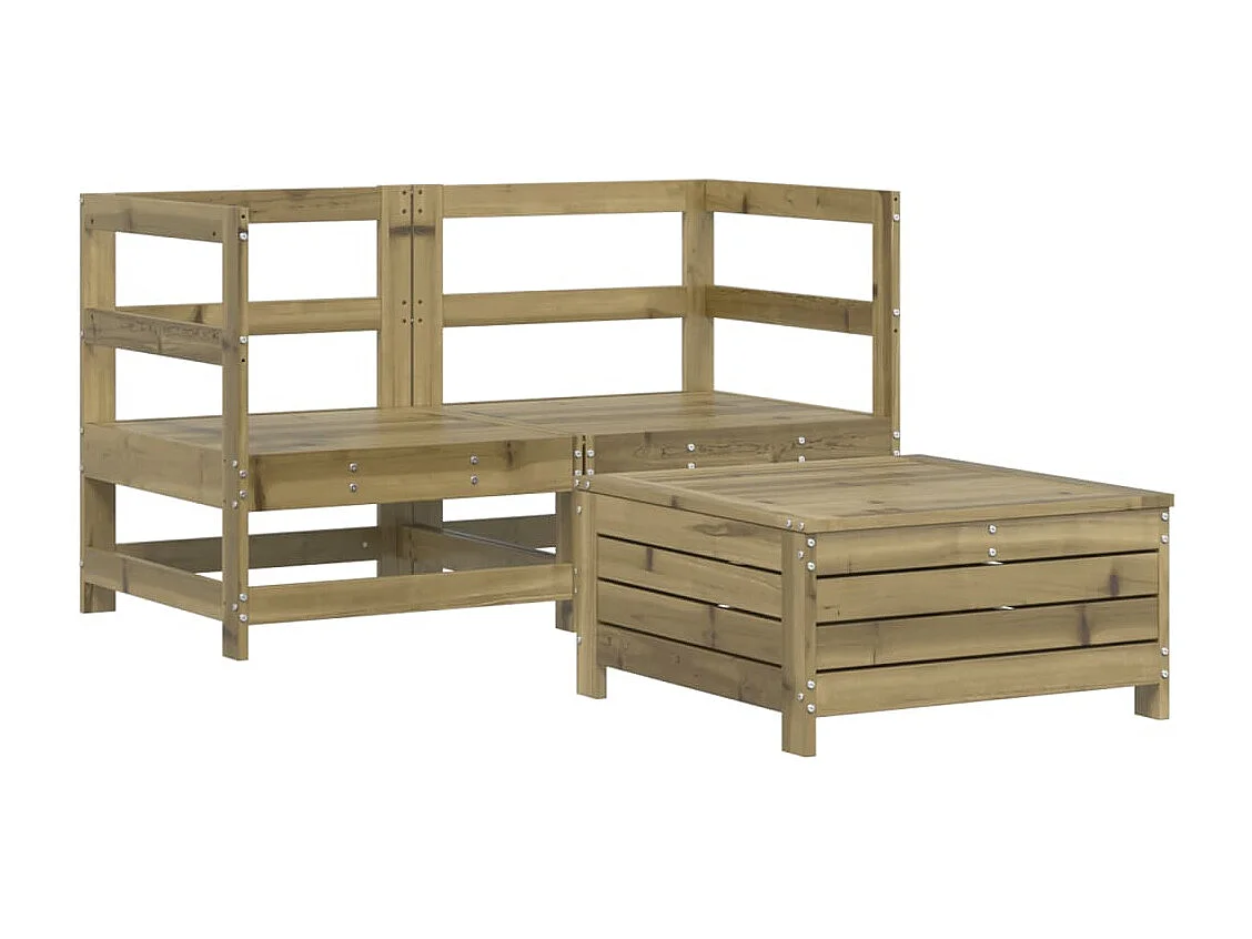 Salon de jardin 3 pcs bois de pin imprégné FR44755