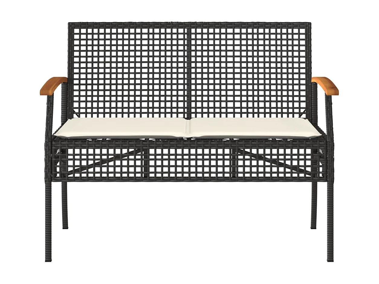 4 pcs conjunto lounge de jardim c/ almofadões vime PE preto PT340511