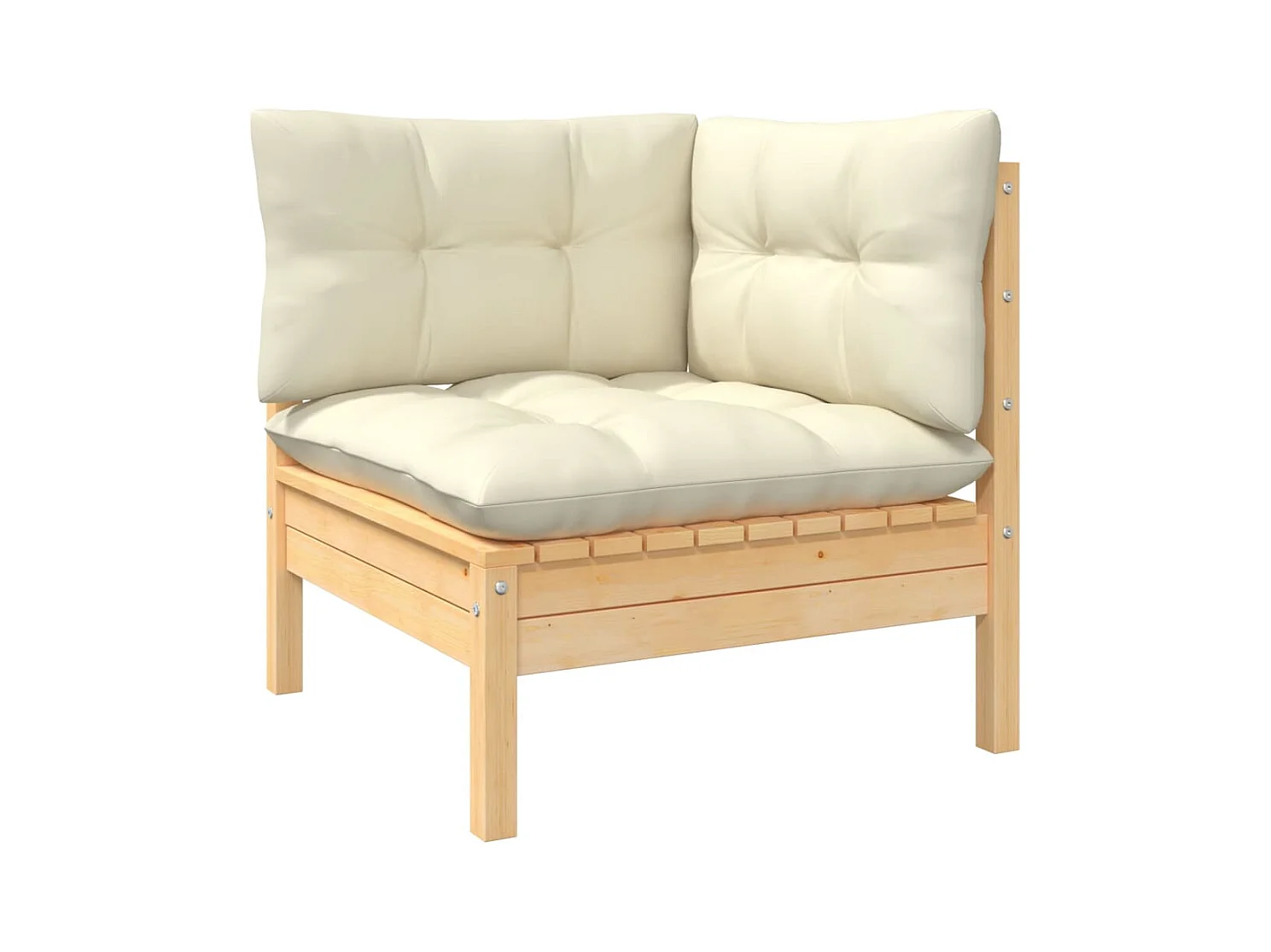 Salon de jardin 3 pcs avec coussins crème Bois de pin massif FR15398