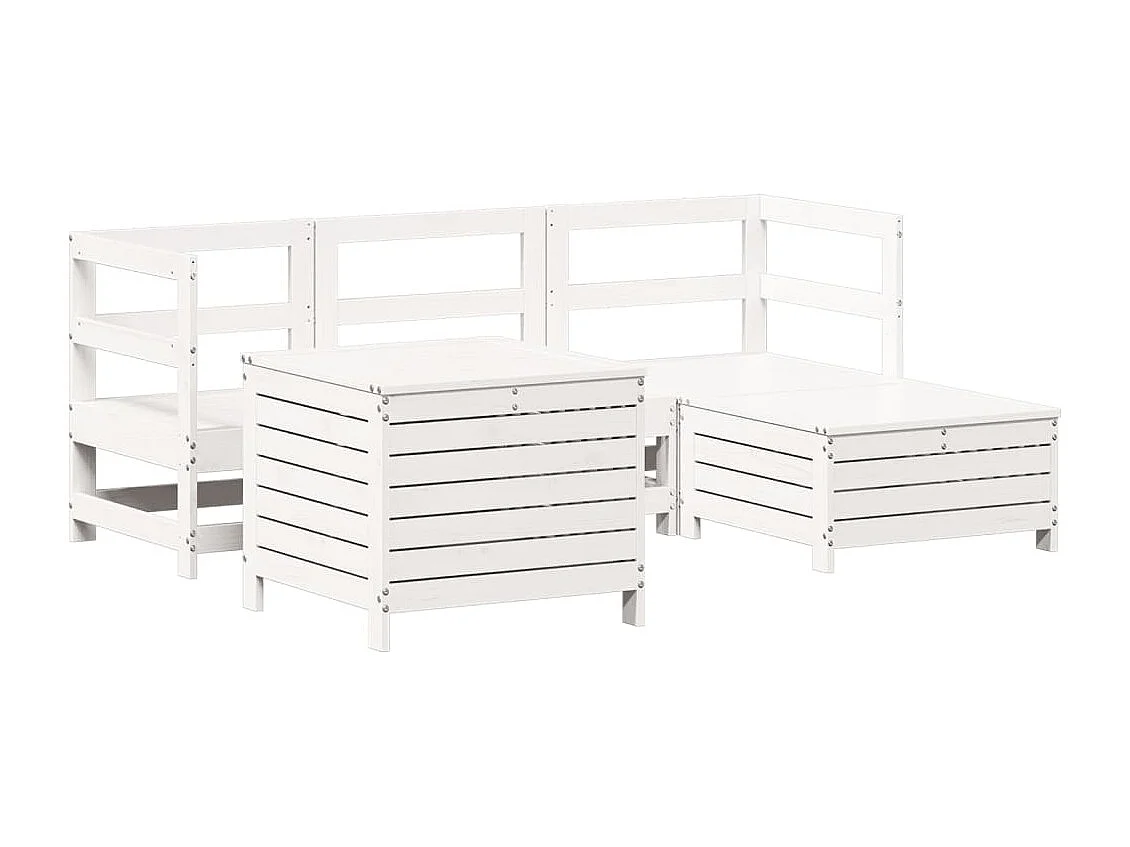 Salon de jardin 5 pcs blanc bois massif de pin FR84078