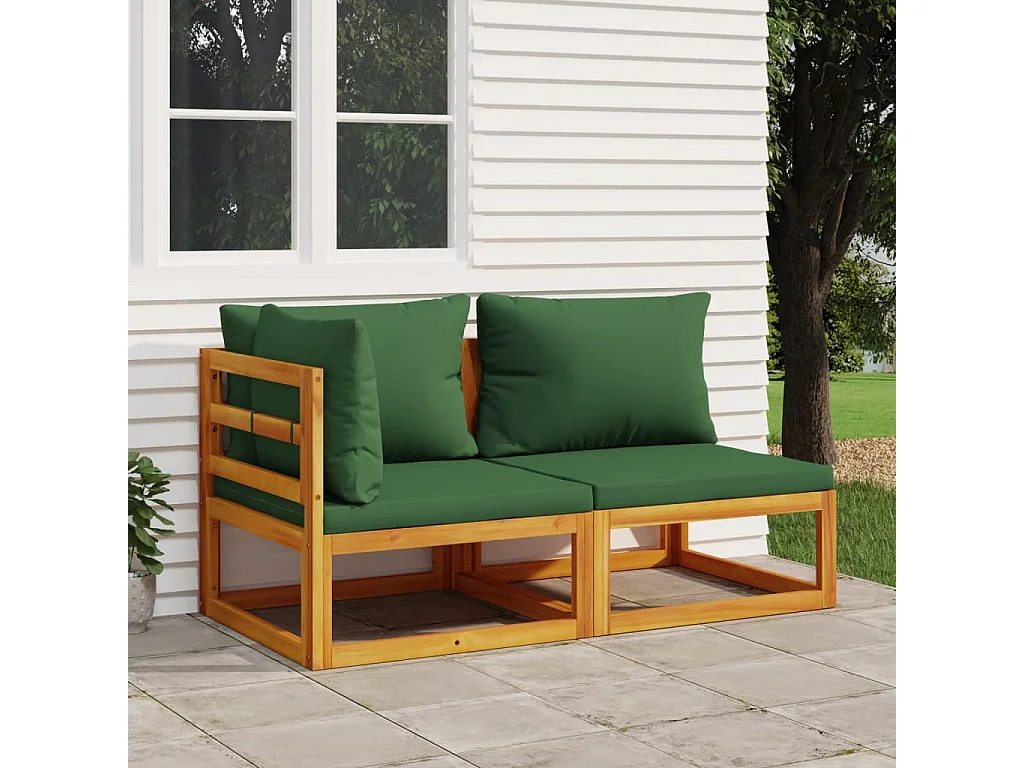 Conjunto de jardín 2 pzas con cojines madera maciza acacia ES598608
