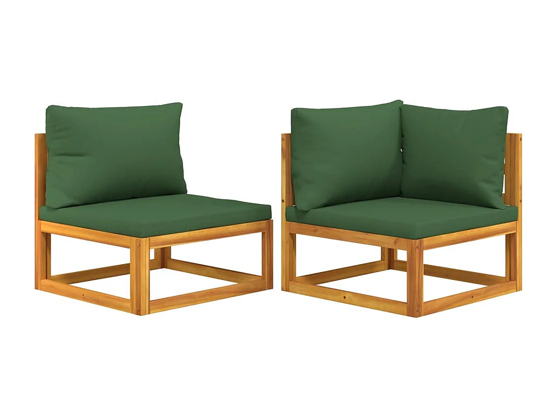 Conjunto de jardín 2 pzas con cojines madera maciza acacia ES598608