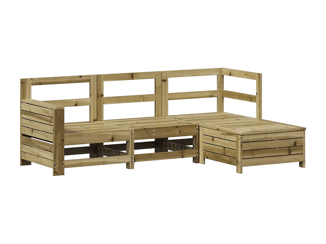 Conjunto de jardín 4 pzas madera de pino impregnada ES581509