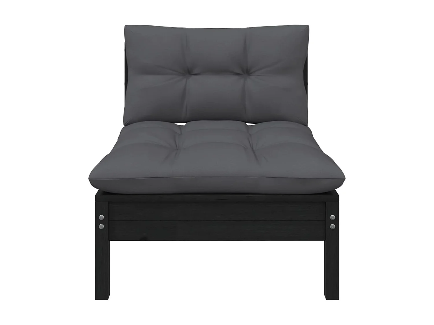 Salon de jardin 3 pcs avec coussins Noir Bois de pin massif FR71757