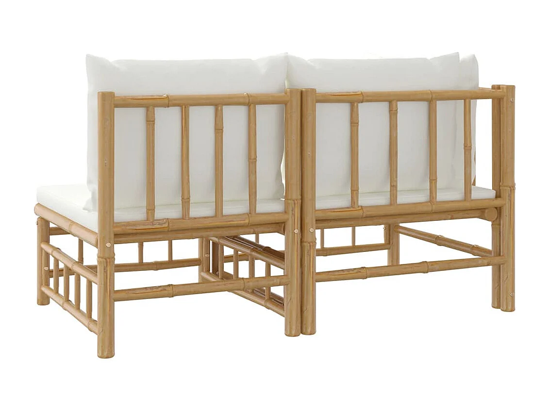 2-delige Loungeset met kussens bamboe crèmewit BE493587