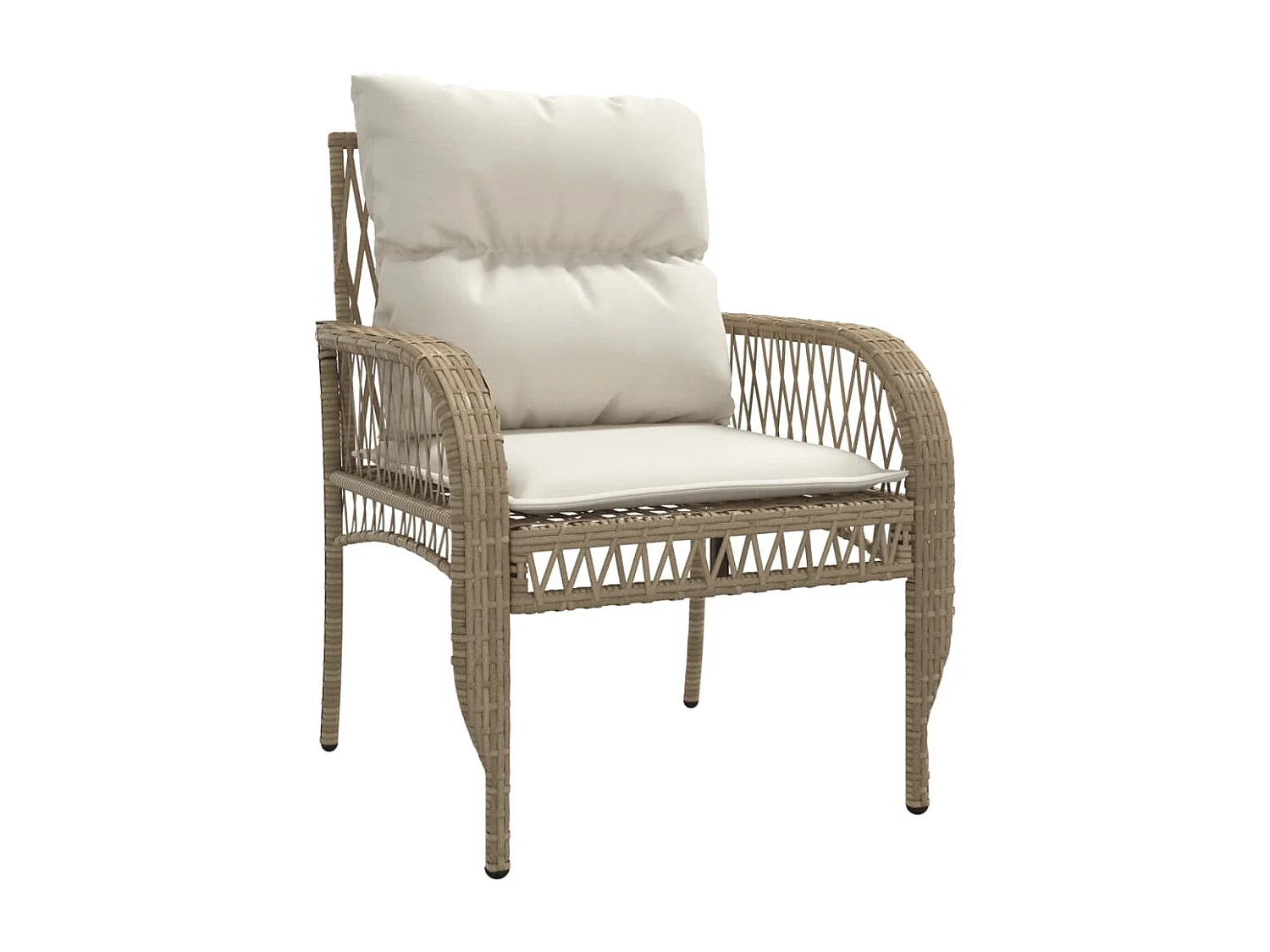 Salon de jardin avec coussins 4 pcs beige résine tressée FR80976