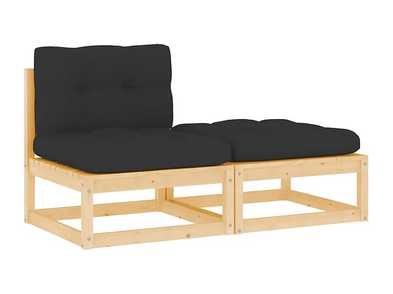 2-delige Loungeset met kussens massief grenenhout BE378166