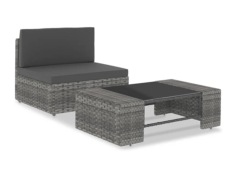 Salon de jardin 2 pcs Résine tressée Gris FR79662