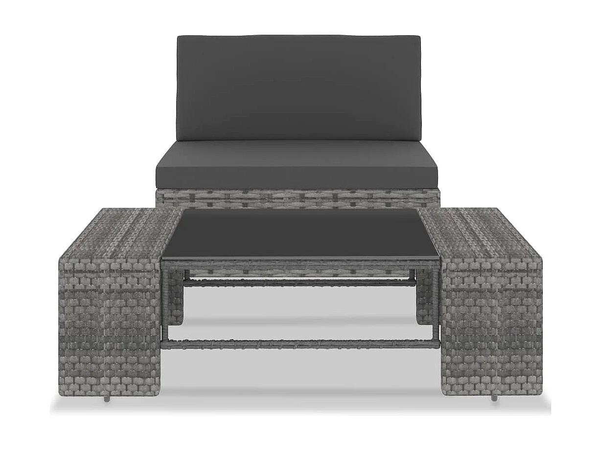 Conjunto de jardín 2 piezas ratán sintético gris ES725557