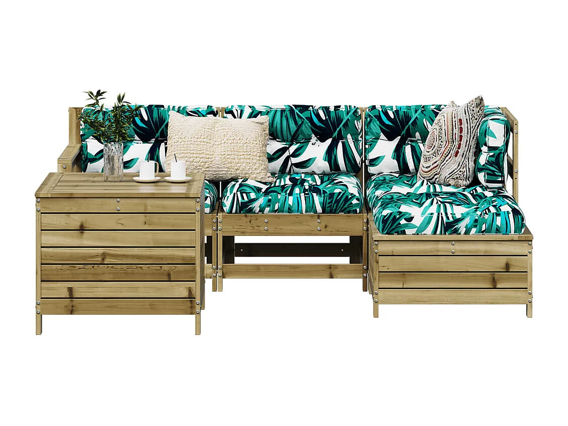 Conjunto de jardín 5 piezas madera de pino impregnada ES778634