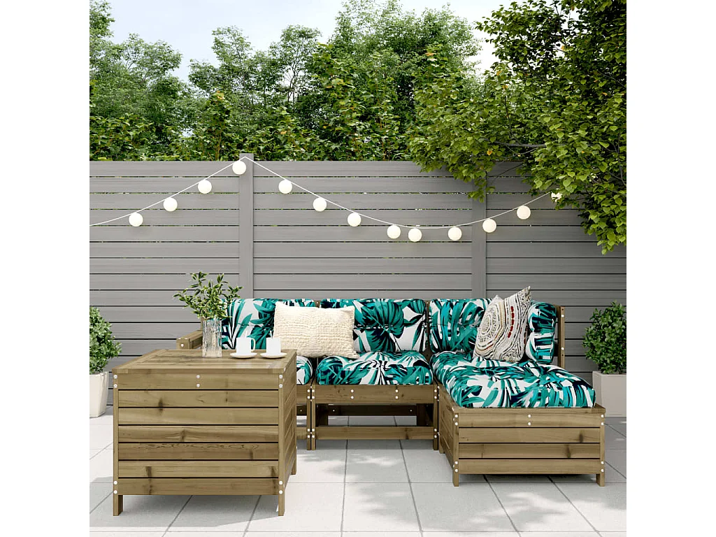 Conjunto de jardín 5 piezas madera de pino impregnada ES778634