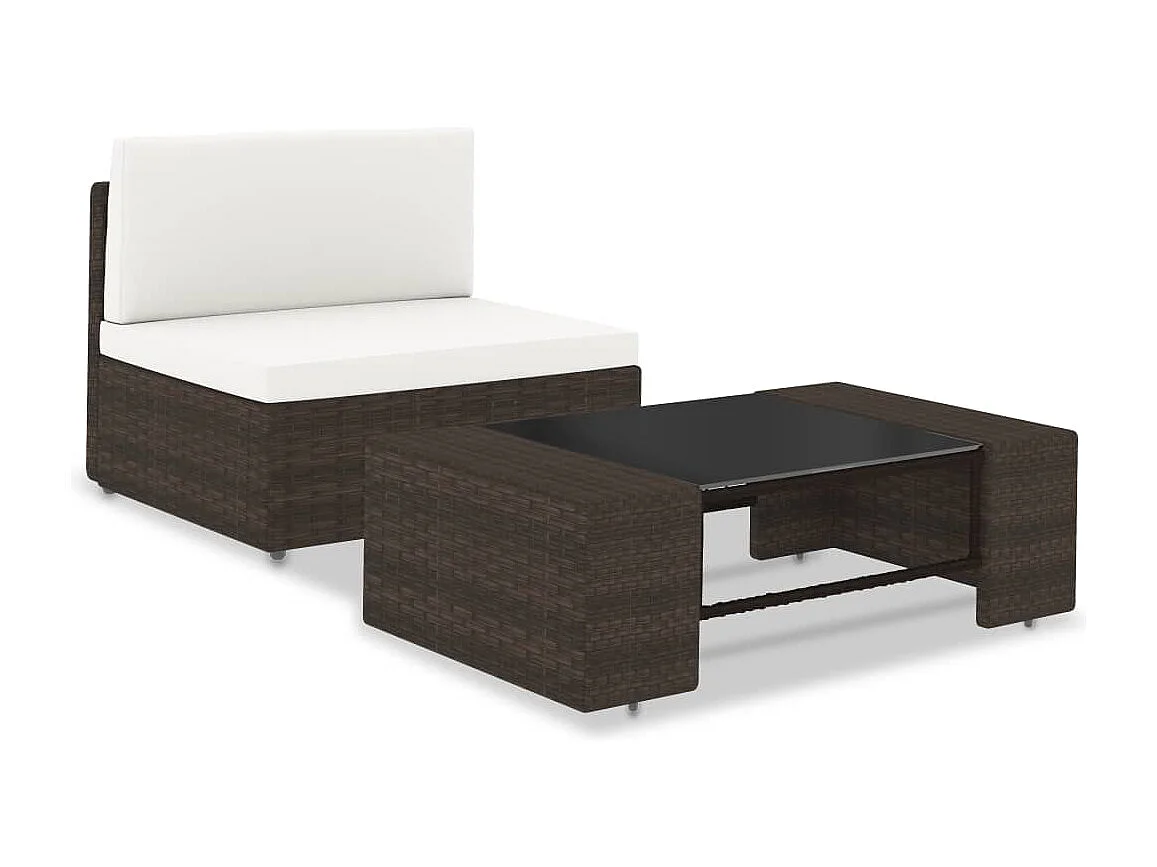 Salon de jardin 2 pcs Résine tressée Marron FR34823